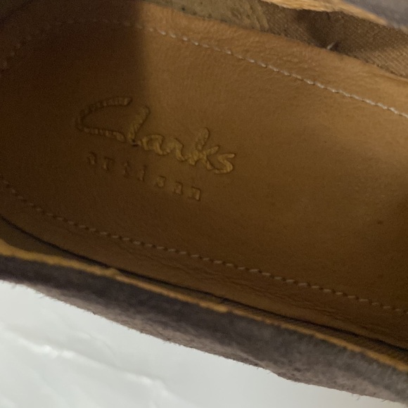 -Clarks leather suede ankle wedge booties women size 8.5M office casual y2k - Picture 9 of 11